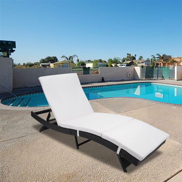 Outdoor Portable Adjustable Patio Sun Bed Pool Wicker Lounge Chair - Image 2