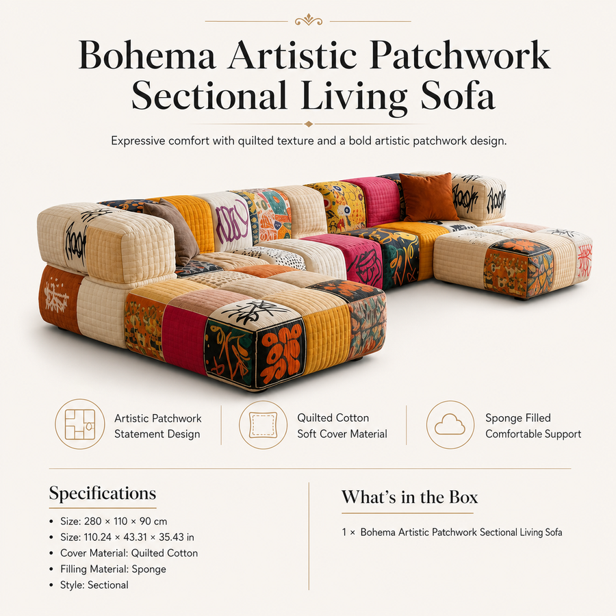 Bohema Sanatsal Patchwork Köşe Koltuk Takımı