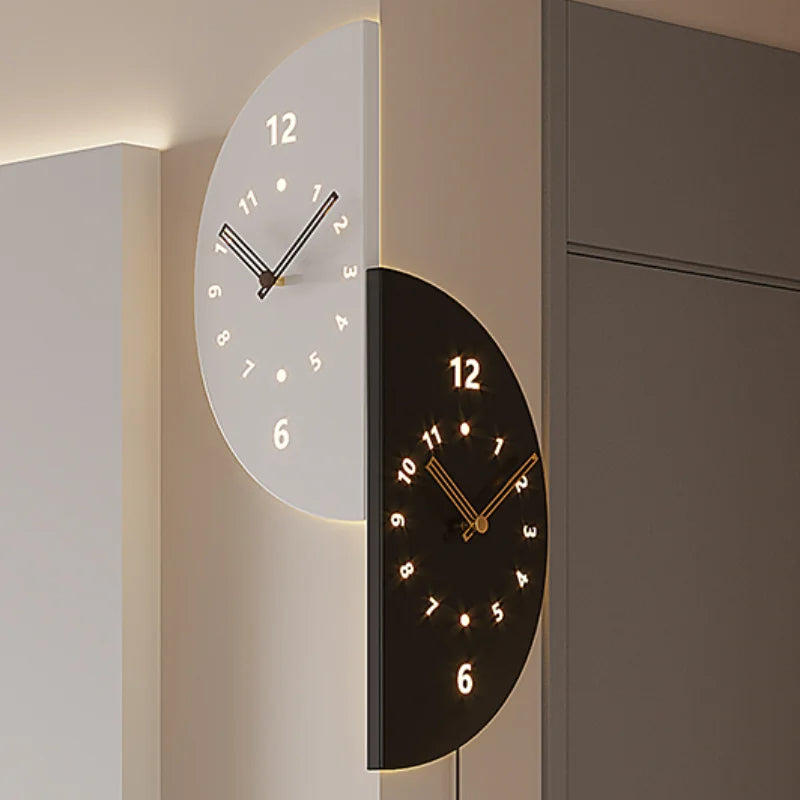 Geometric Half-Moon Dual Wall Clock - Image 0