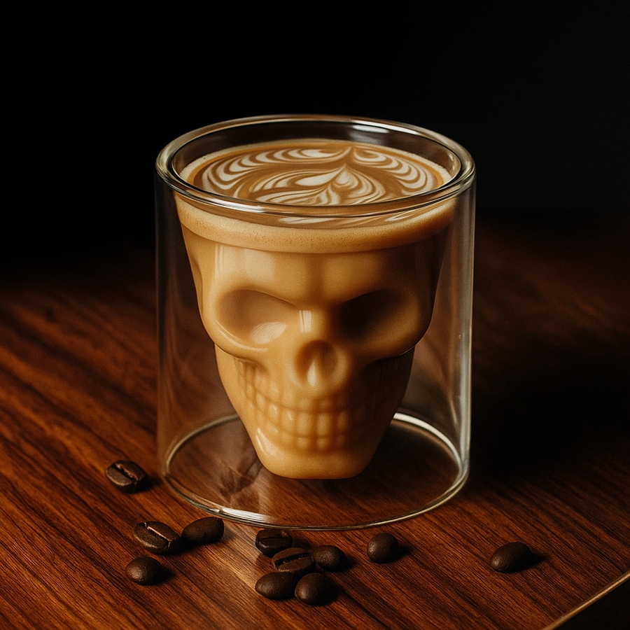 3D Skull Head Double Drinking Glass - Image 1