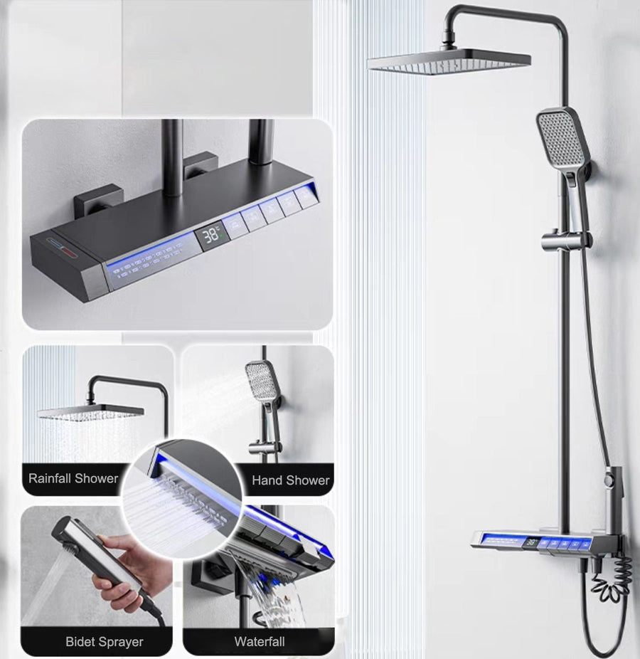 Rainfall Spa Therapy Digital Thermostatic Shower System Set - Image 5