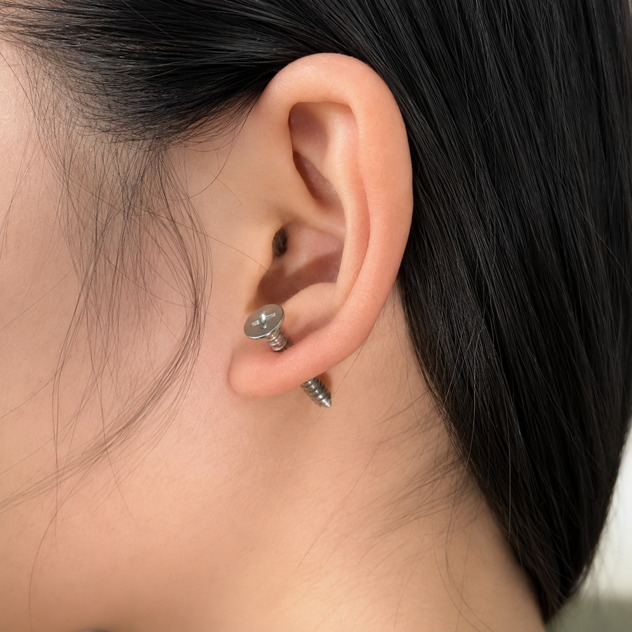 Bolt Head Industrial Screw Stud Earrings