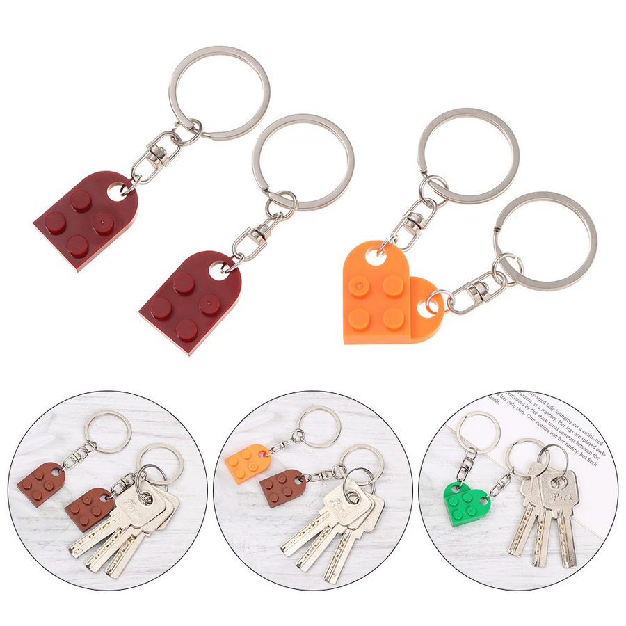 Couples Love Toy Brick Heart Keychain - Image 5