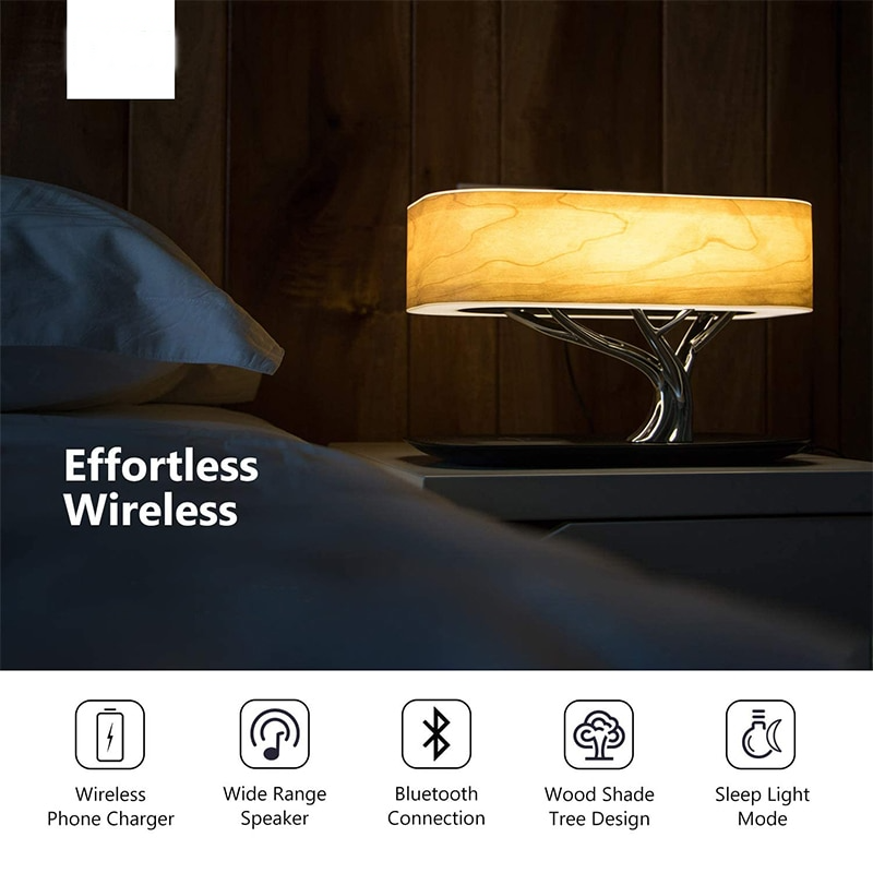 Japanese Style Dimmable Bluetooth Speaker Wireless Charger Desk Lamp - Image 2