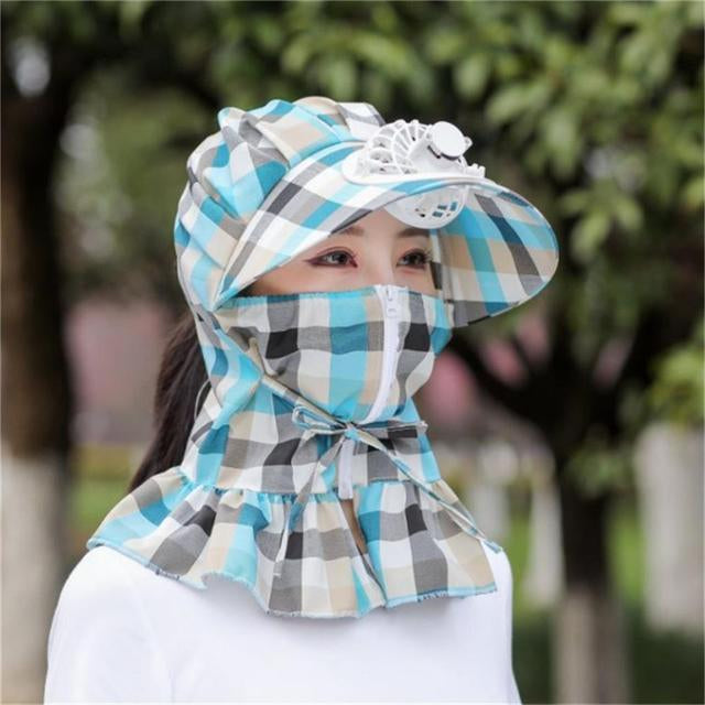 Anti-UV Dust Protect Long Wrap Hat with Fan - Image 7