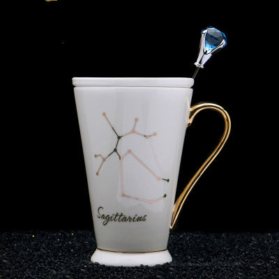 White And Gold Ceramic Coffee mugs with Zodiac Signs - Image 5