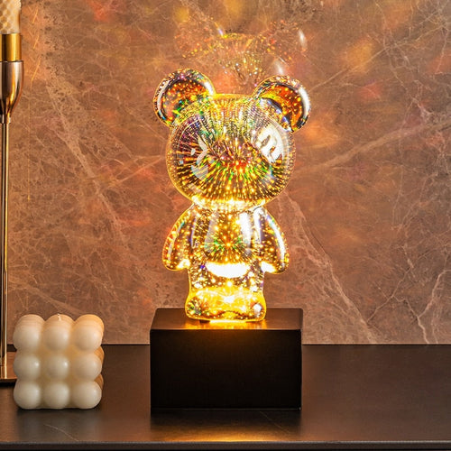LED Bear Fireworks Night Lamp - Image 0