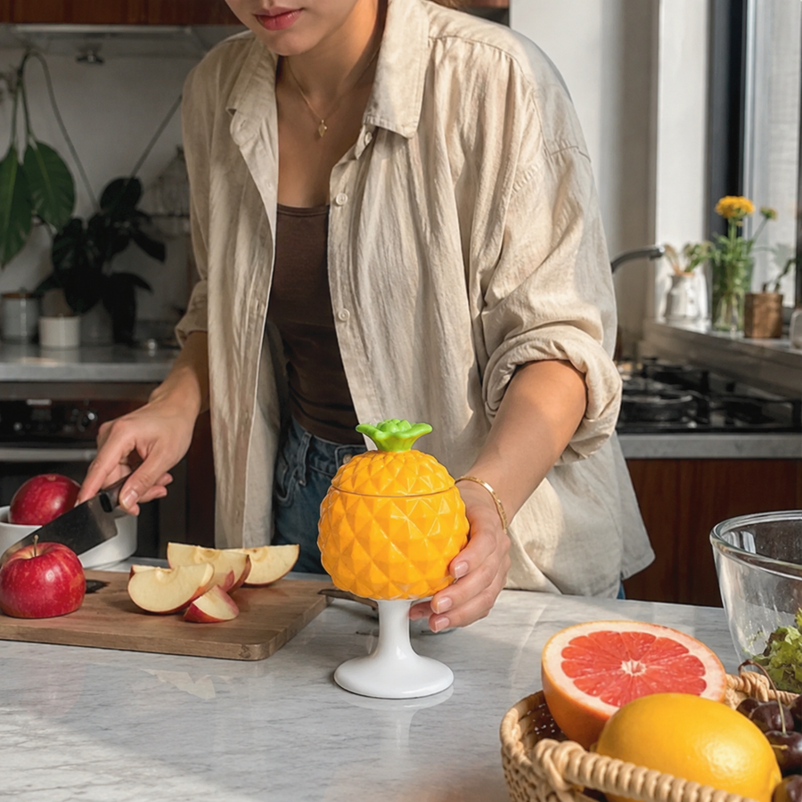 Tropical Fruits Stemmed Drinking Cup