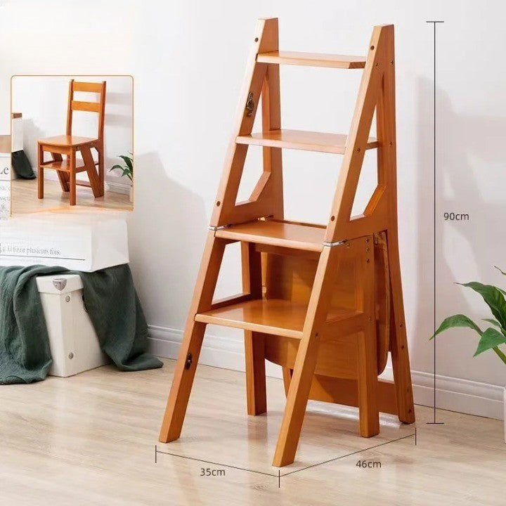 Multifunctional Transformable Ladder Wooden Chair - Image 1