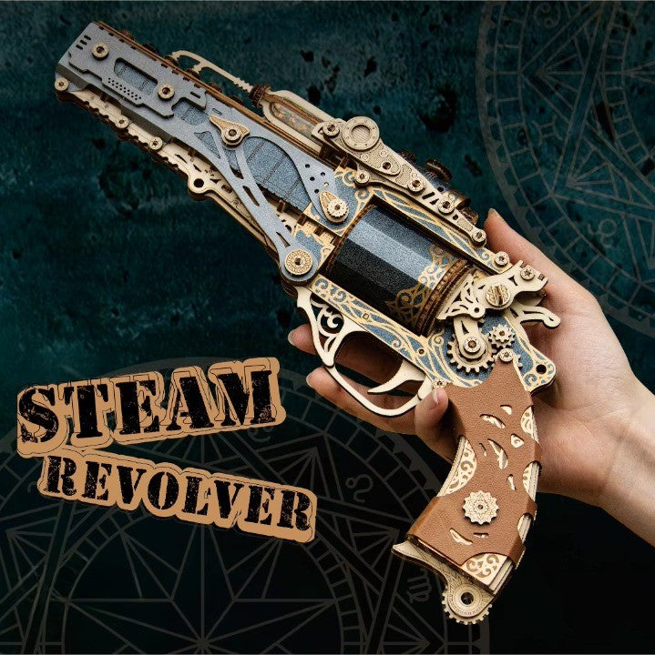 Mechanical Steampunk DIY Wooden Puzzle Toy Revolver - Image 6