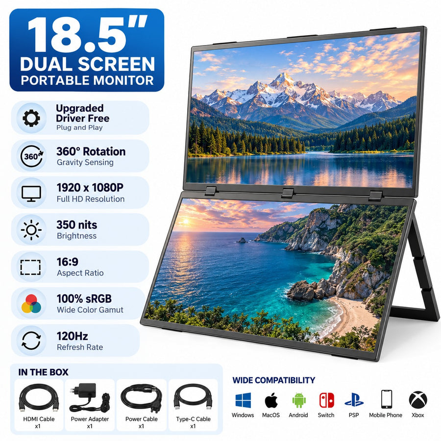 Zero Setup Dual Screen Portable Laptop Monitor