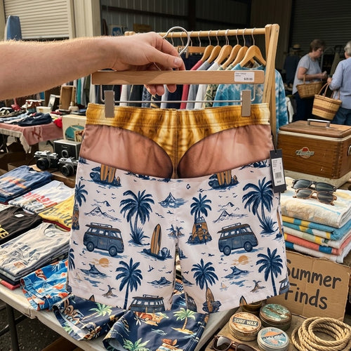 Beach Bum Funny Illusion Swim Trunks