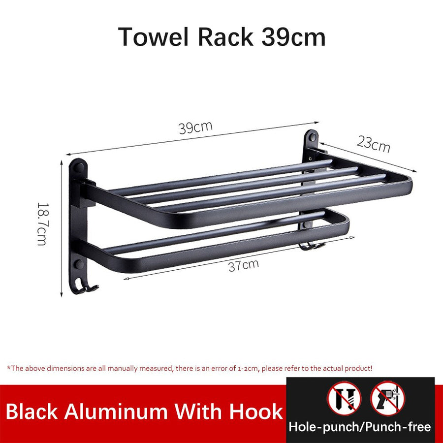 Easy Organizer Bathroom Aluminum Foldable Towel Rack - Image 8