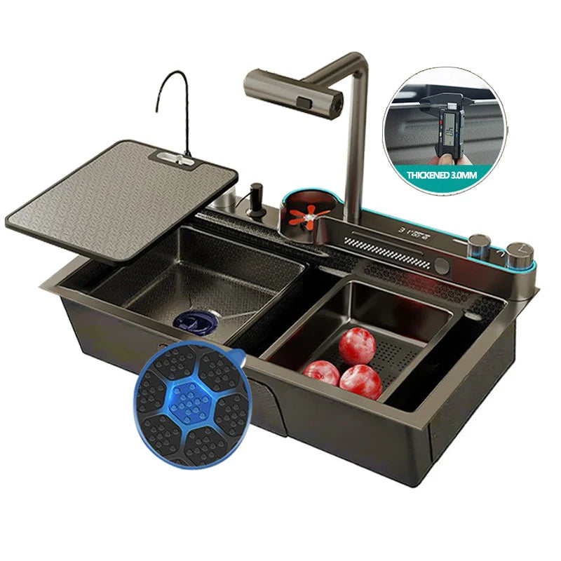 Honeycomb Digital Nano Integrated Stainless Steel Waterfall Sink - Image 6