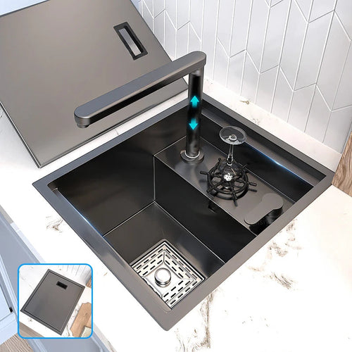 Hidden Cup Washer Sleek Stainless Steel Mini Sink - Image 0