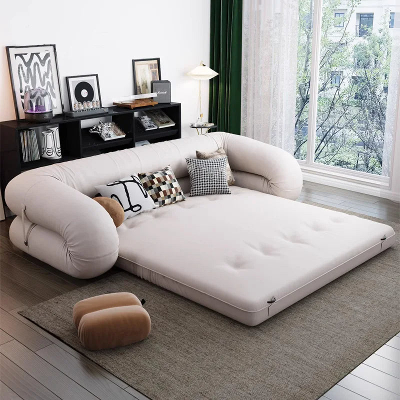 Multi-Fold Vintage Elegant Tatami Leather Sofa Bed - Image 2