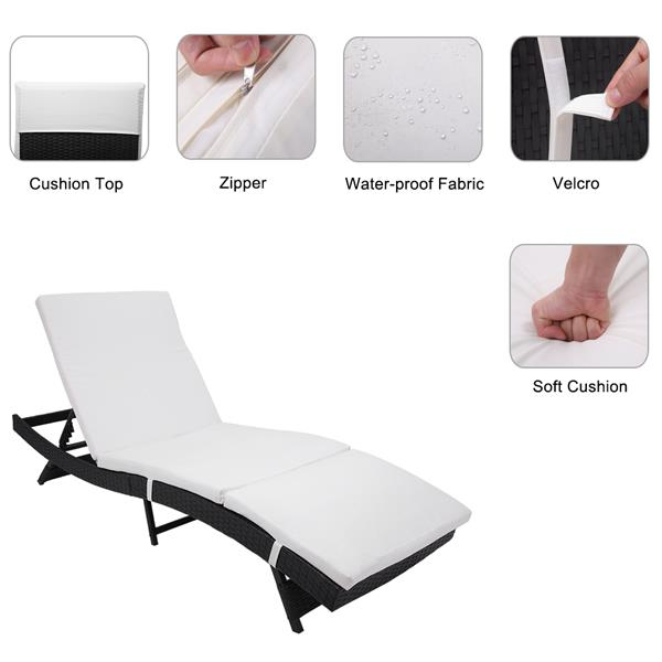 Outdoor Portable Adjustable Patio Sun Bed Pool Wicker Lounge Chair - Image 3