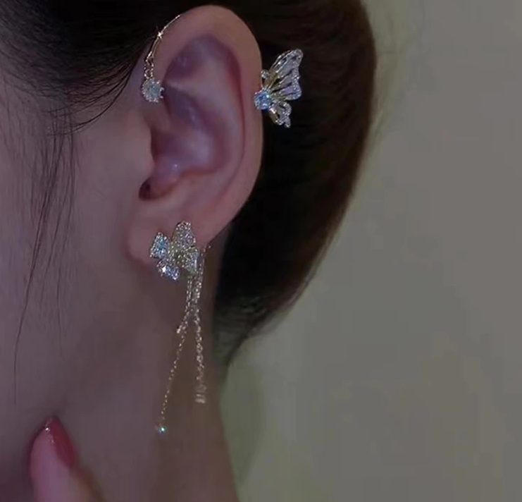 Butterfly Flower Tassel Ear Clip - Image 2