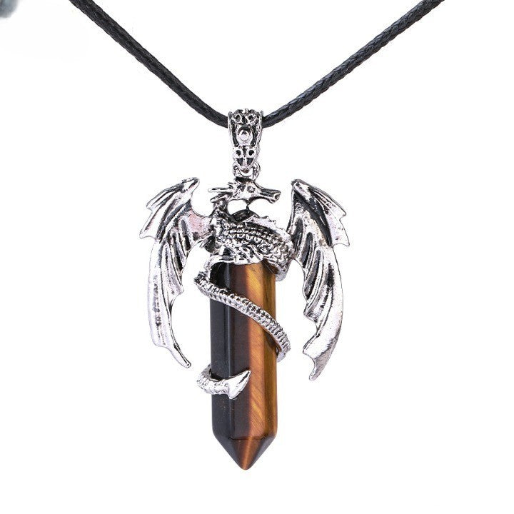 Bohemian Style Natural Mystic Gemstone Dragon Necklace - Image 6