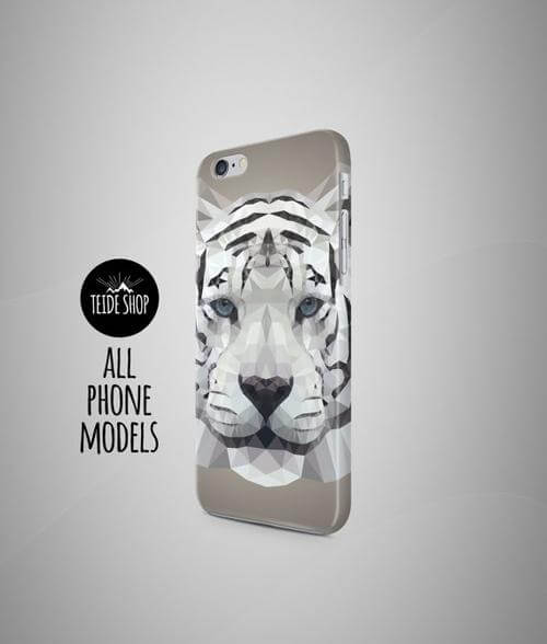 Geometric White Tiger iPhone 8 Plus Case iPhone 8 - Image 1