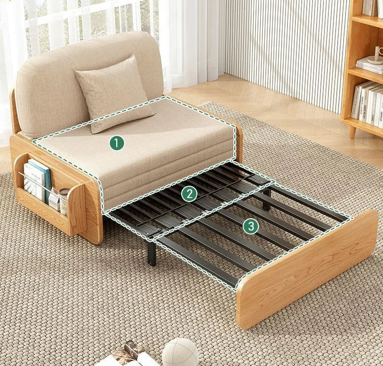 Minimalist Foldable Wooden Japanese Lazy Sofa Bed - Image 1