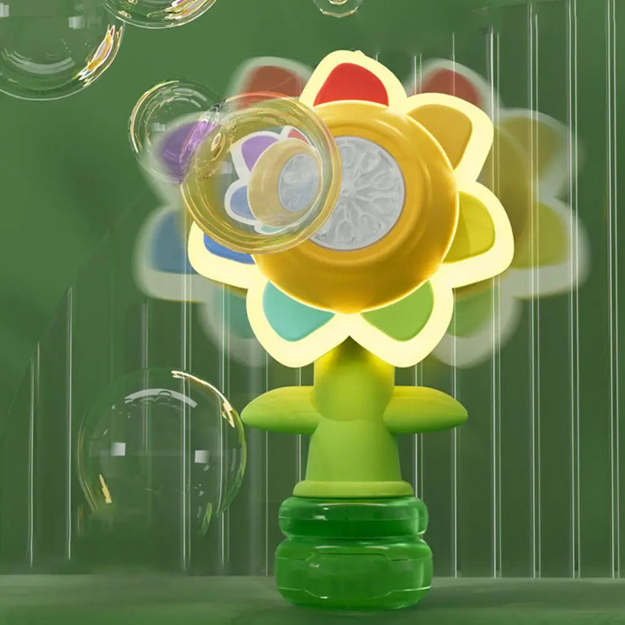 Electric Sunflower-Shaped Portable Kids Fun Bubble Maker Toy - Image 1
