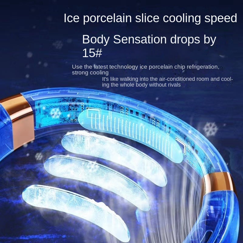 Digital Display Wearable Neck Fan - Image 1