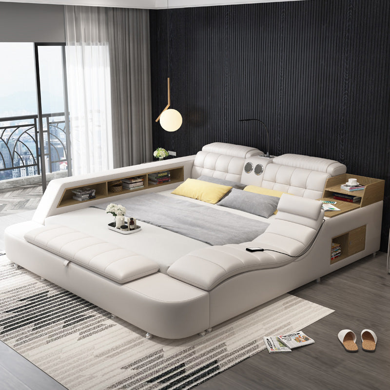 Luxury Leather Multifunctional Modern Bed Frame with Massage Chair - Image 5