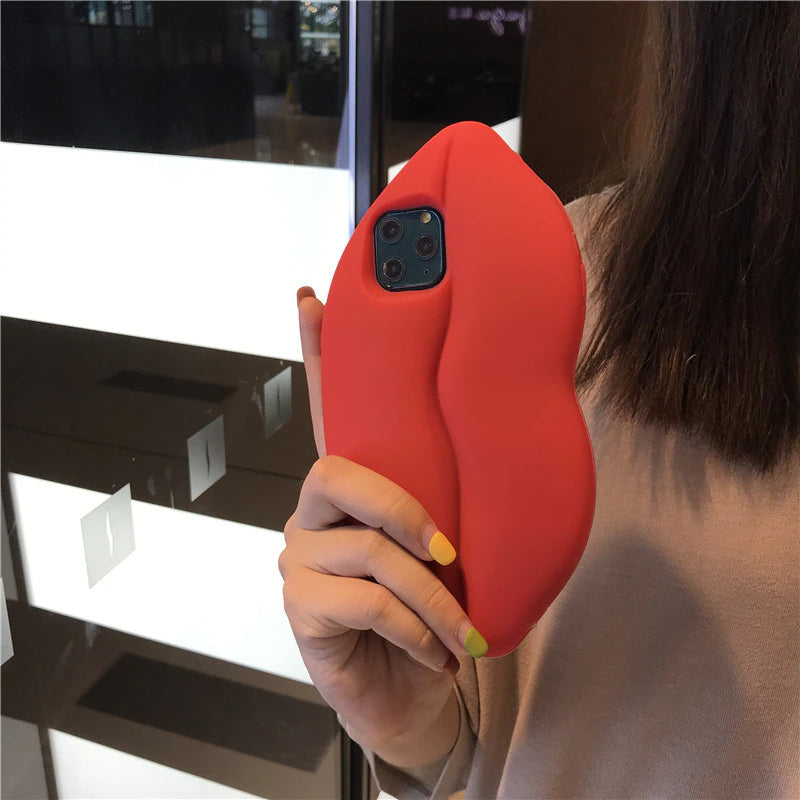 3D Big Red Lip Mouth Kiss Soft Silicone Shoulder Iphone Cases - Image 2