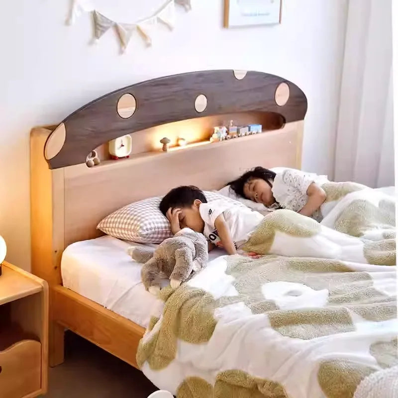 Mushroom Skytime Night Simple Wooden Bed - Image 1