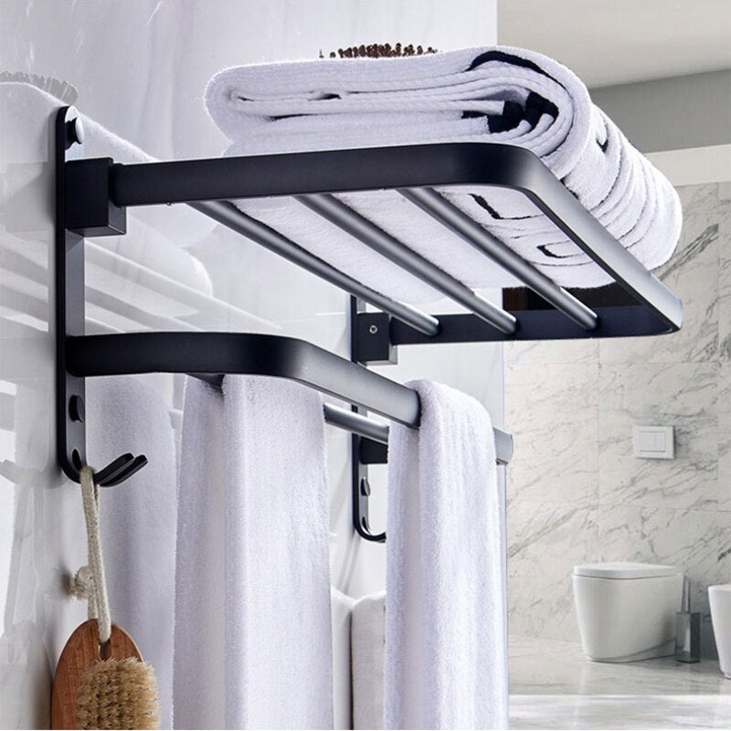 Easy Organizer Bathroom Aluminum Foldable Towel Rack - Image 1