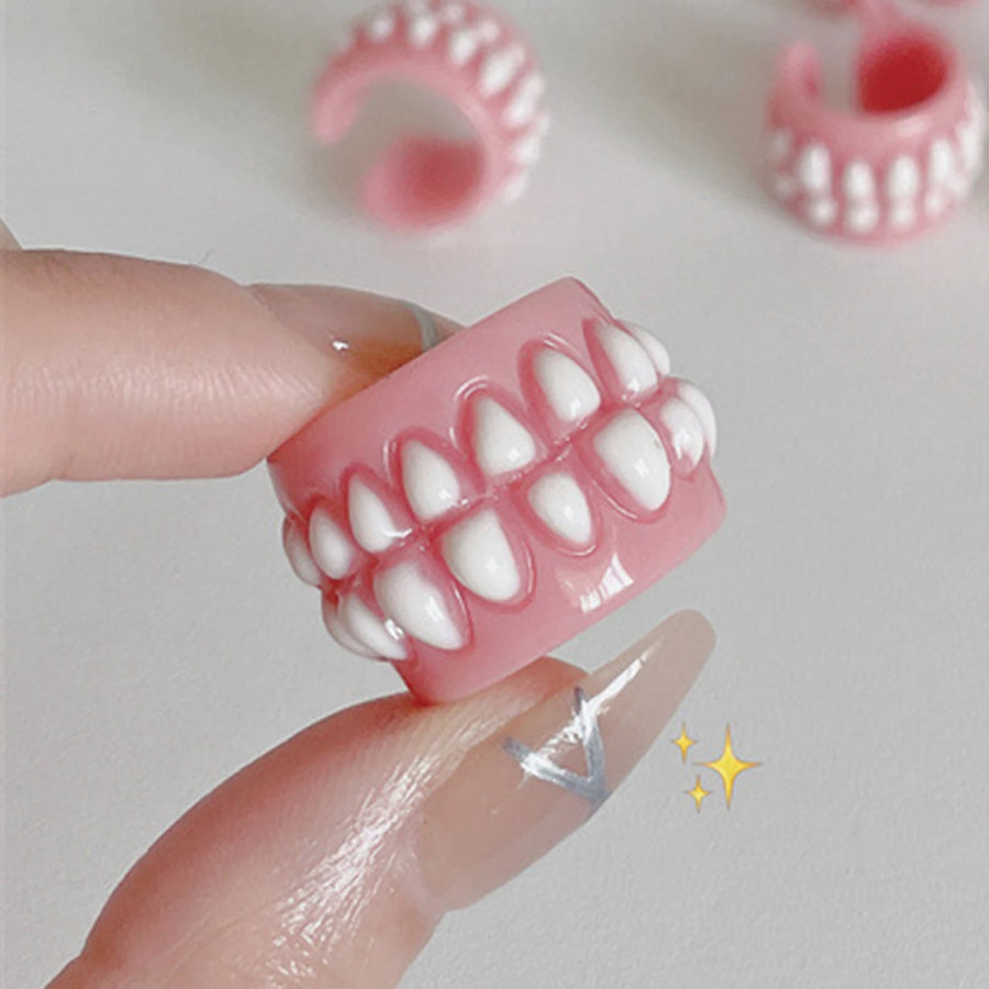 Resin Creative Love Bite Teeth-Shaped Rings - Image 0