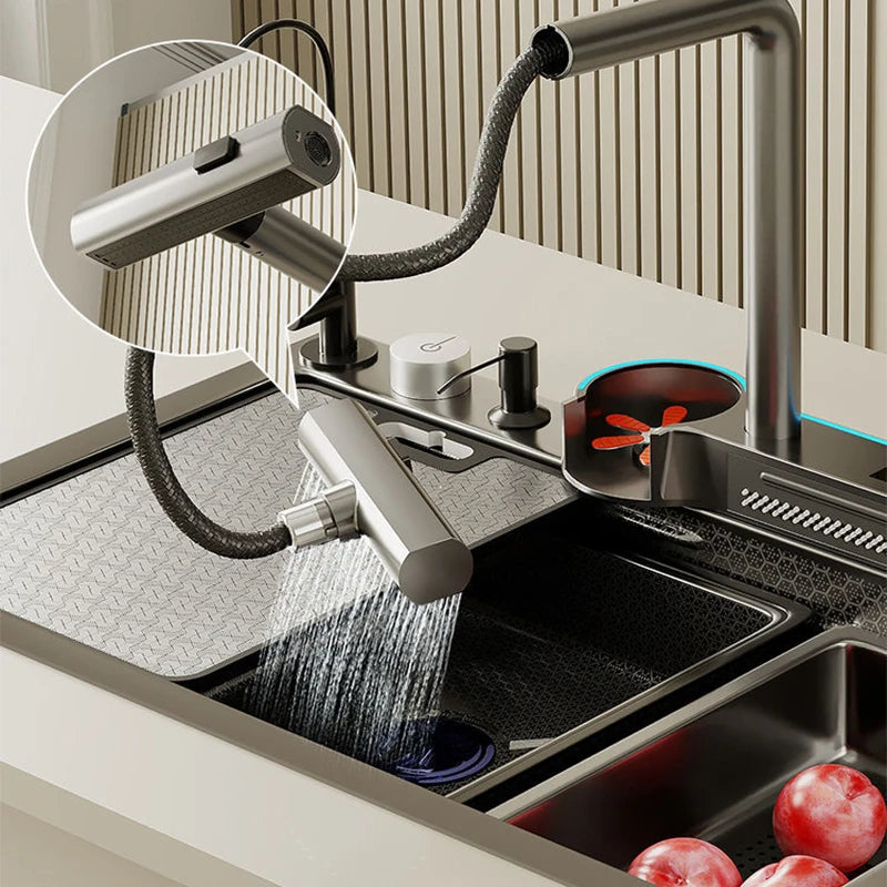 Honeycomb Digital Nano Integrated Stainless Steel Waterfall Sink - Image 1
