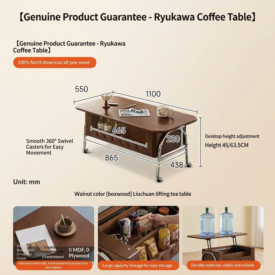 TopFlip Hidden Storage Lift Top Coffee Table - Image 9