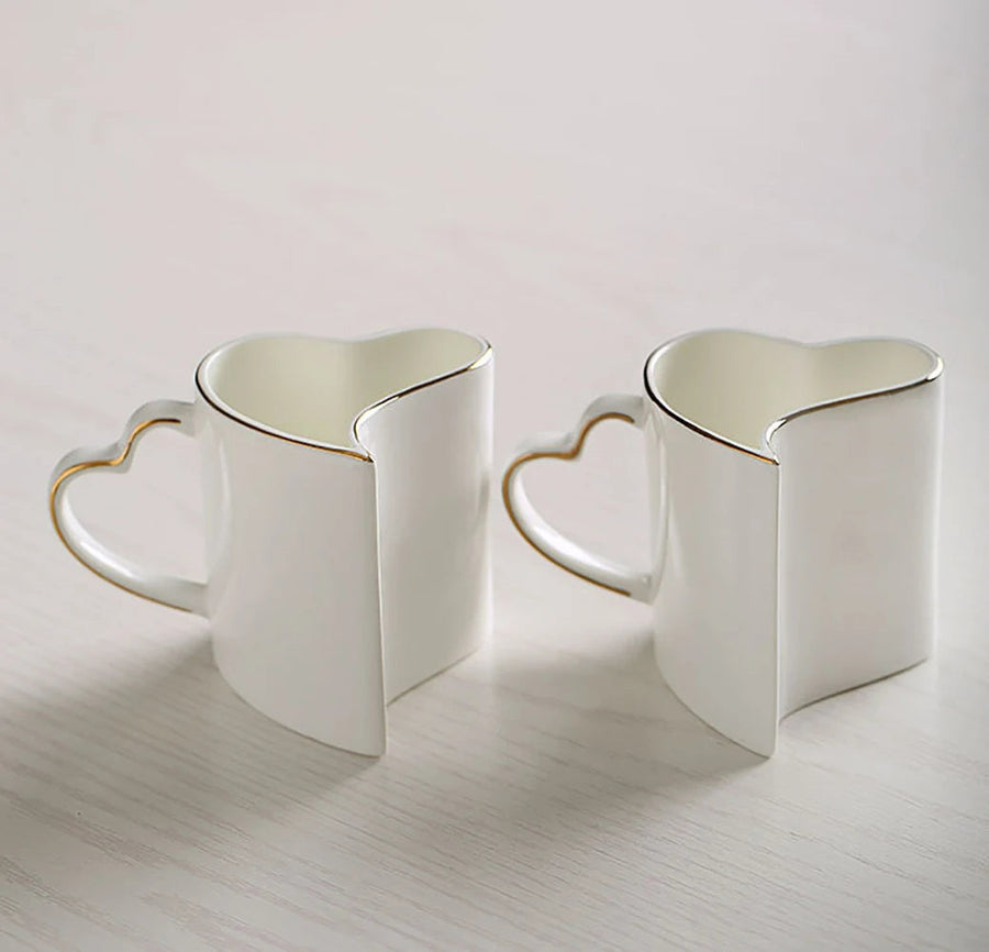 2pcs Valentines day Heart Shape Couple Mug - Image 2