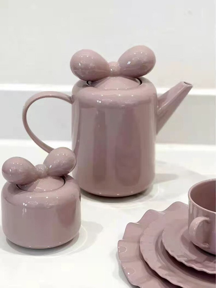 Bow Knot Design Porcelain Tea Pot - Image 6