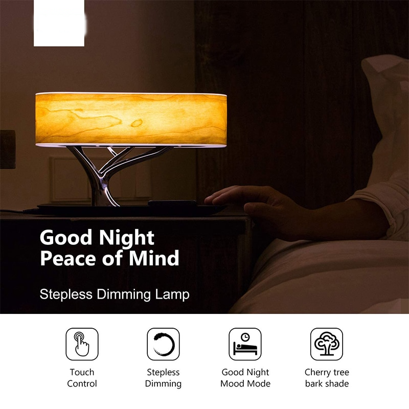Japanese Style Dimmable Bluetooth Speaker Wireless Charger Desk Lamp - Image 3