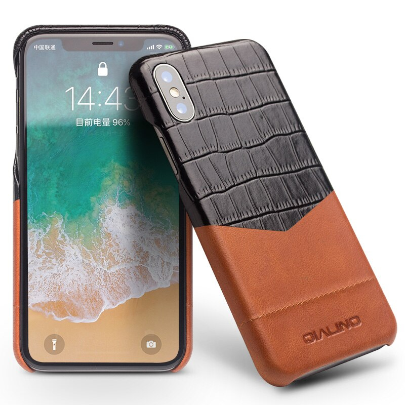 Luxury Full Grain Leather Crocodile design iPhone X Case - Image 1