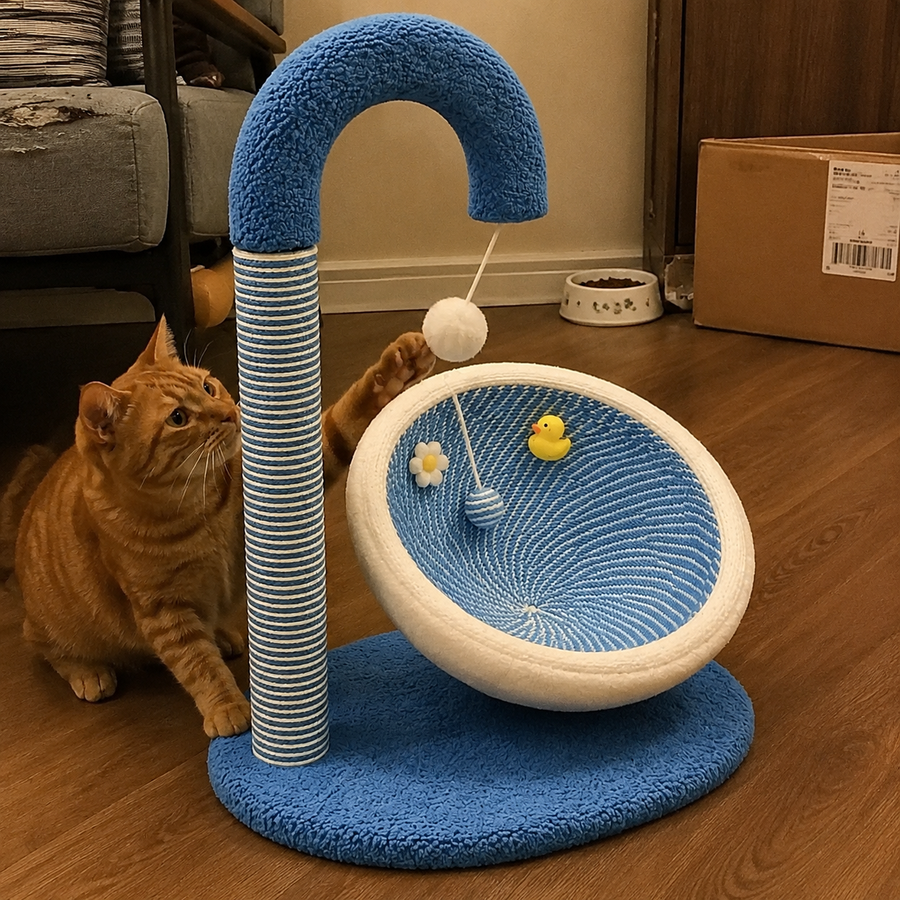 Curve Ball Sisal Scratching Climbing Cat Playground Bed