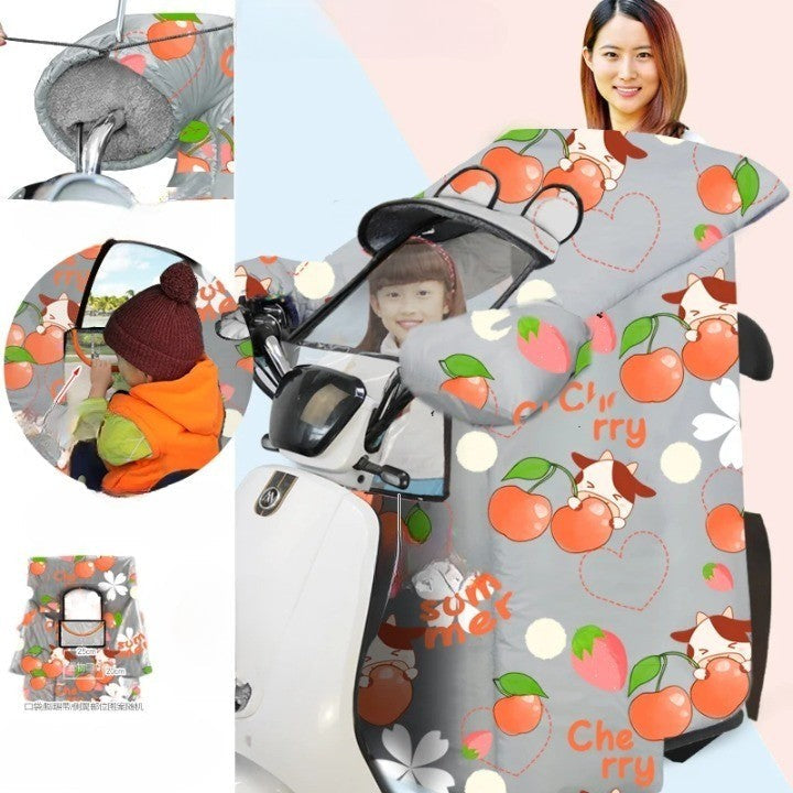 Warm Ride Thick Two-Person Motorcycle Wind Shield Coat - Image 5