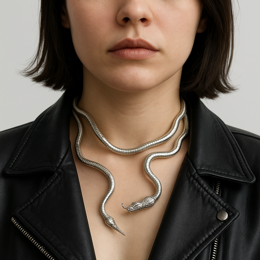 Snake Wrap Bold Dual Necklace - Image 3