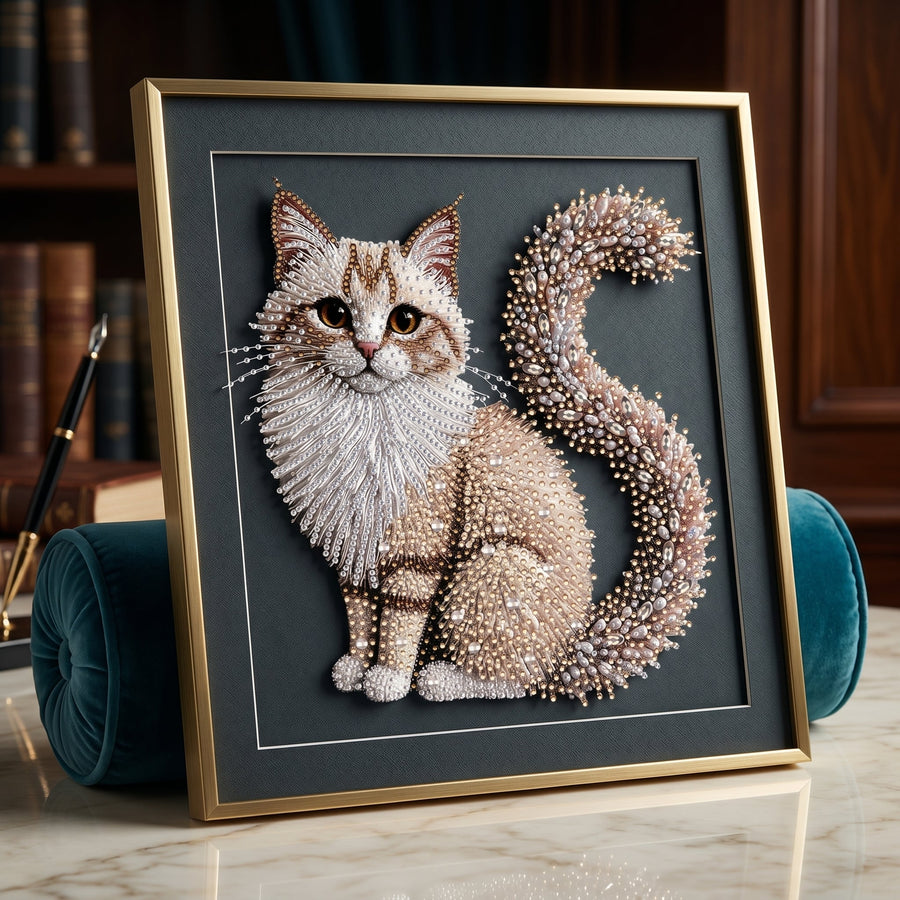 Hush Fluffy Kitten Rhinestone Wall Canvas - Image 1