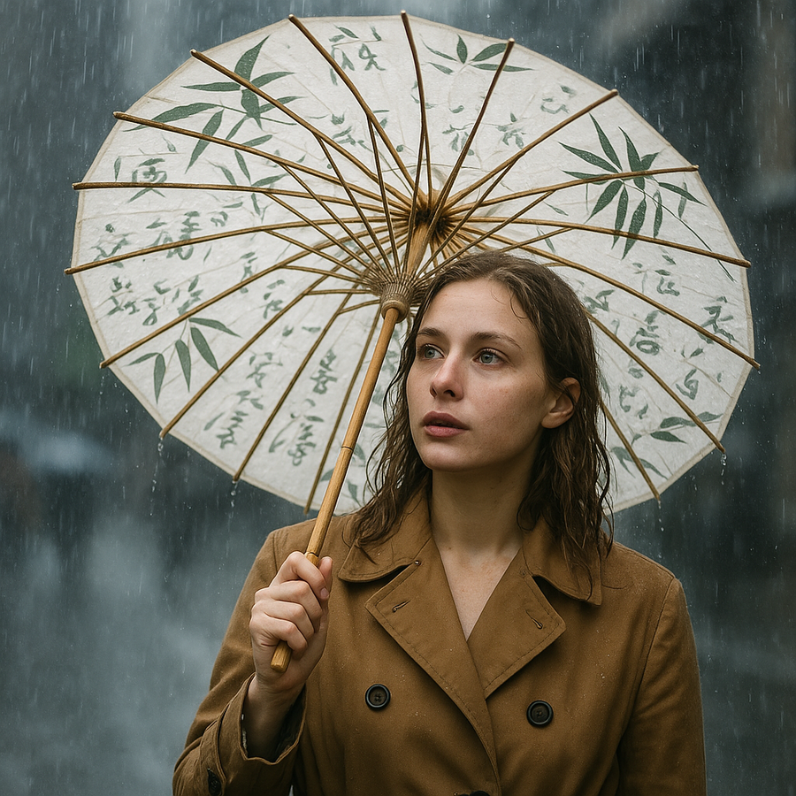 Handmade Bamboo Calligraphy Umbrella - Image 2