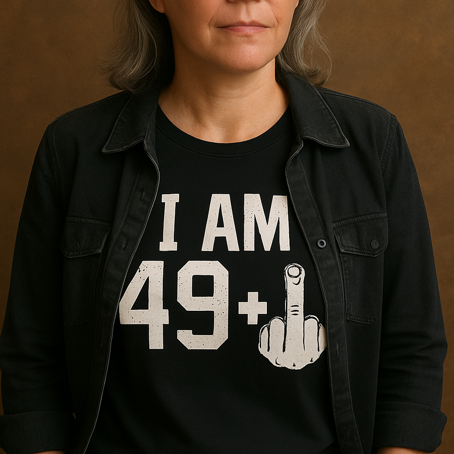 49 Plus Middle Finger Sarcastic T-Shirt - Image 1