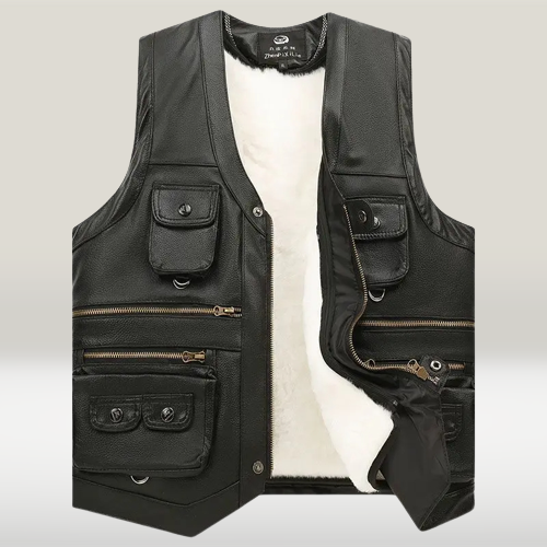 Sleeveless Casual Leather Adventurer Vest - Image 0