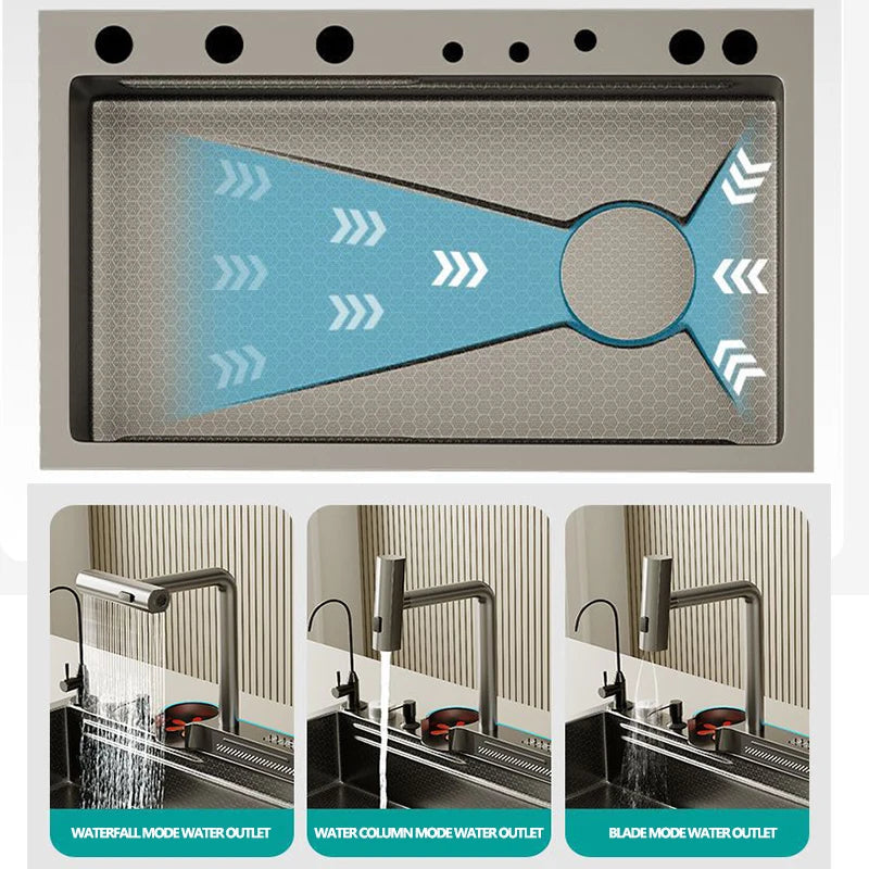 Honeycomb Digital Nano Integrated Stainless Steel Waterfall Sink - Image 2