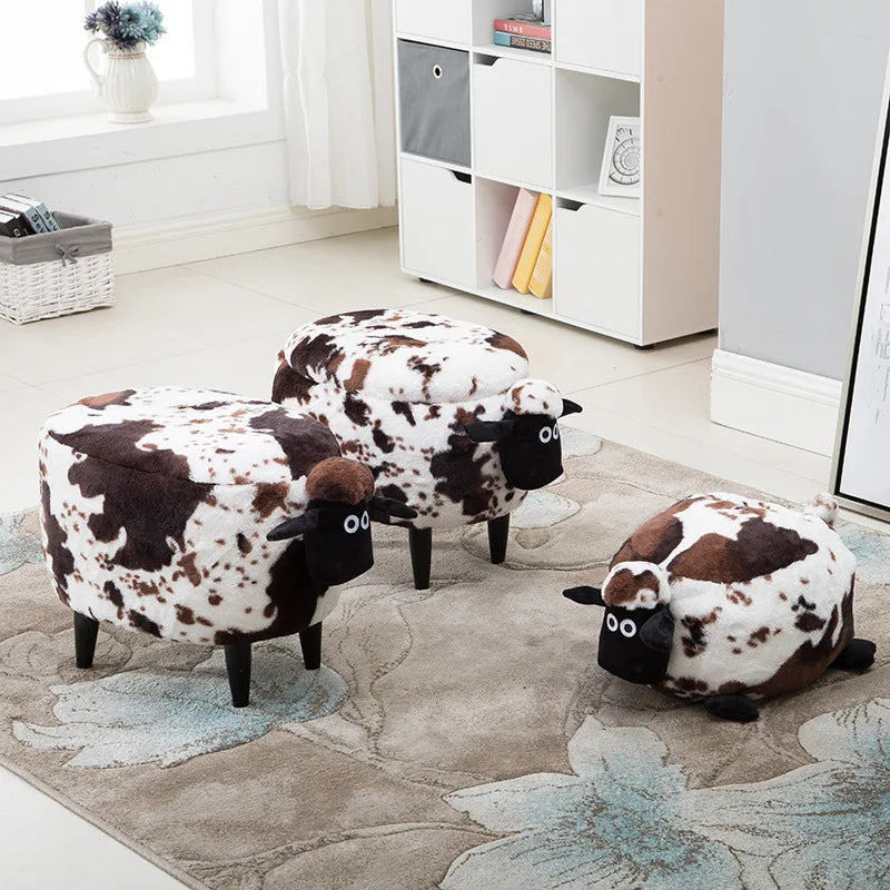 Fluffy Sheep Ottoman Organizer with Storage - Image 1