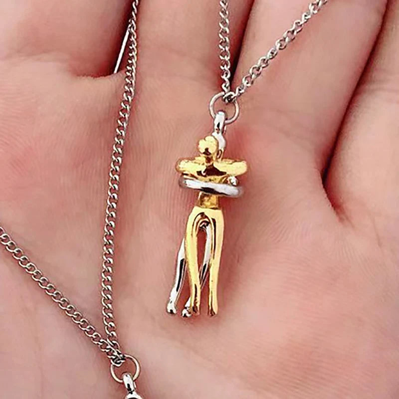 Love Forever Hug Cute Couple Necklace - Image 2