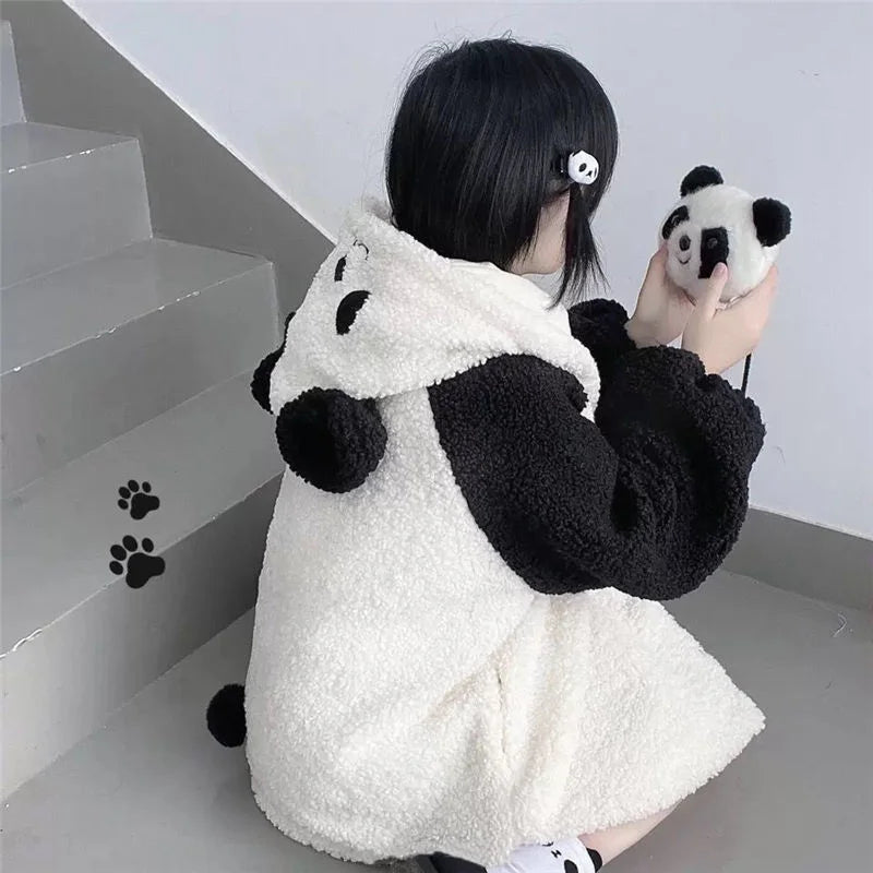 Cute Bear Ear Panda Winter Warm Hoodie - Image 1