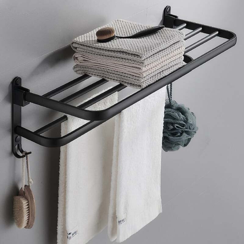 Easy Organizer Bathroom Aluminum Foldable Towel Rack - Image 2